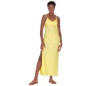 Κίτρινο Σατέν Maxi Φόρεμα