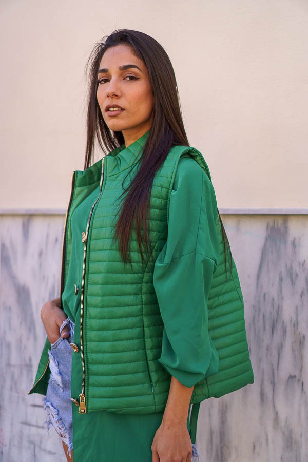 Πράσινο Αμάνικο Puffer Jacket