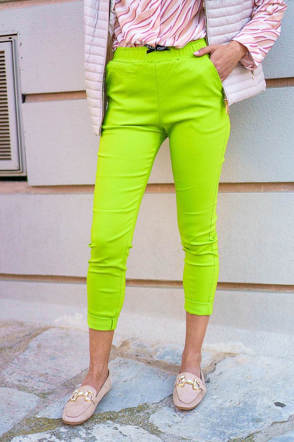 Πράσινο Fluo Παντελόνι με Γύρισμα στο Ρεβέρ