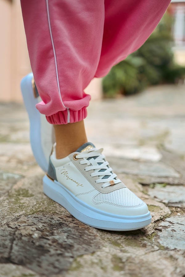 Λευκά Sneakers με Μπλε Denim Λεπτομέρειες Maria Mare 63140-C52696