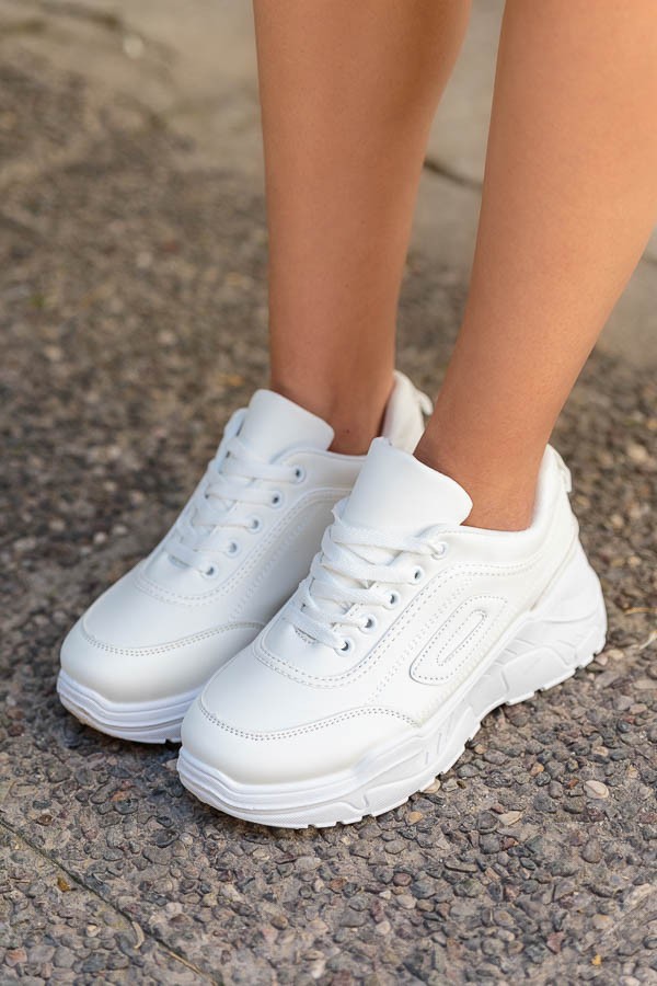 Λευκά Chunky Sneakers με Κορδόνια
