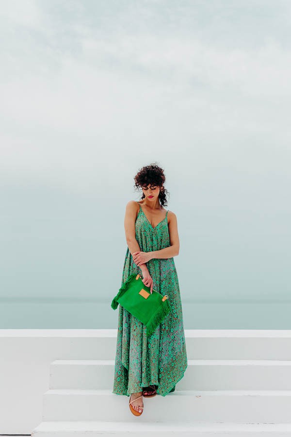 Σιέλ Σατέν Maxi Φόρεμα με Χιαστί Πλάτη