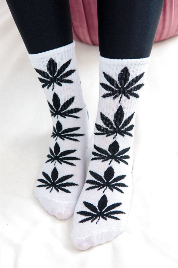 Λευκές Unisex Βαμβακερές Κάλτσες με Prints