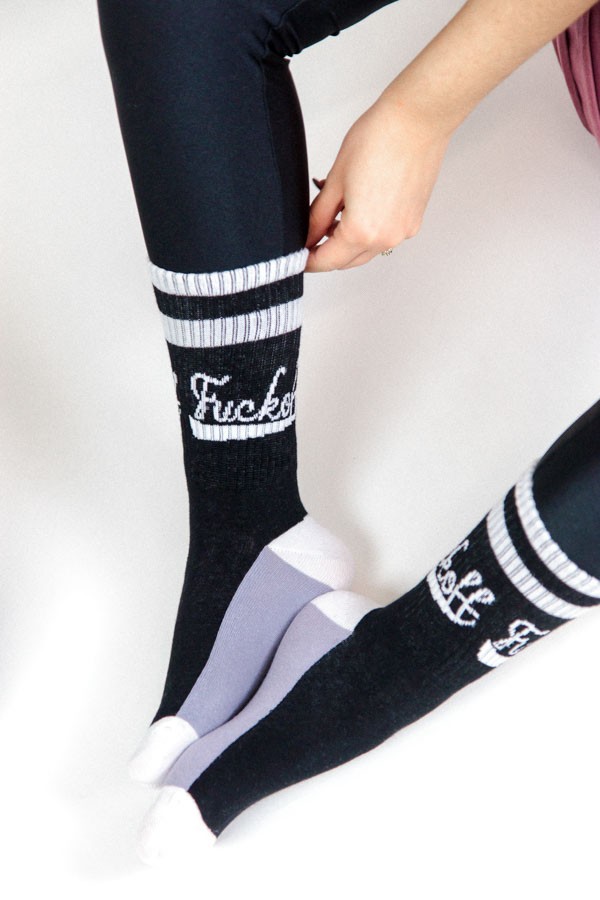 Μαύρες Unisex Βαμβακερές Κάλτσες με Print και Ρίγες