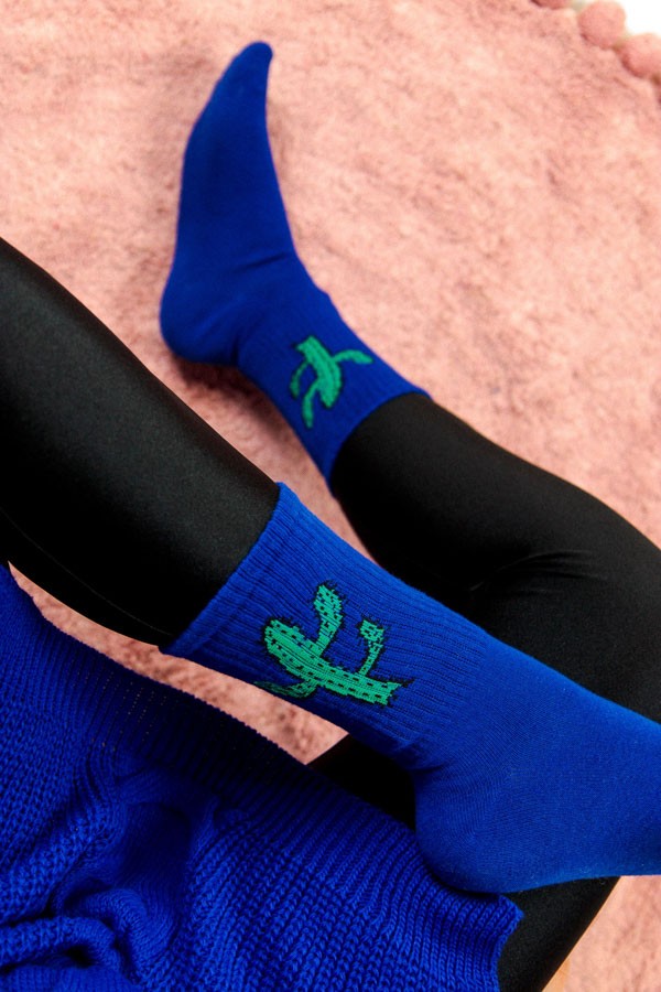 Μπλε Ρουά Unisex Βαμβακερές Κάλτσες με Prints